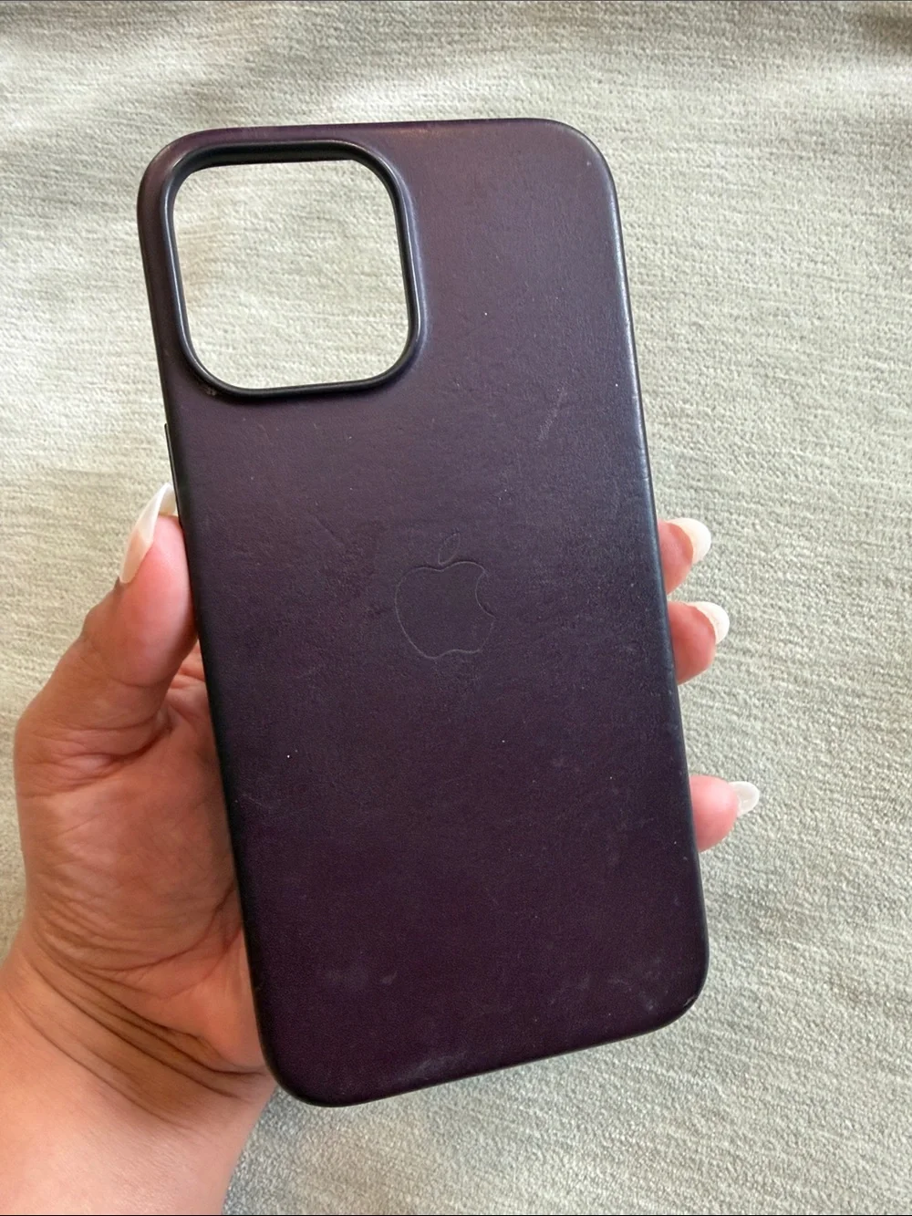 Apple Leather iPhone 13 Pro Max Case - Dark Cherry
